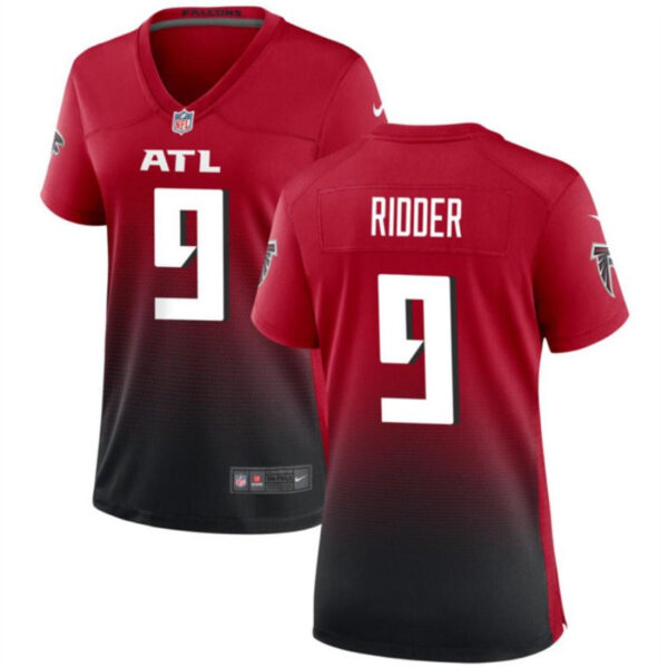 Women Atlanta Falcons #9 Desmond Ridder Red Black Stitched Jersey