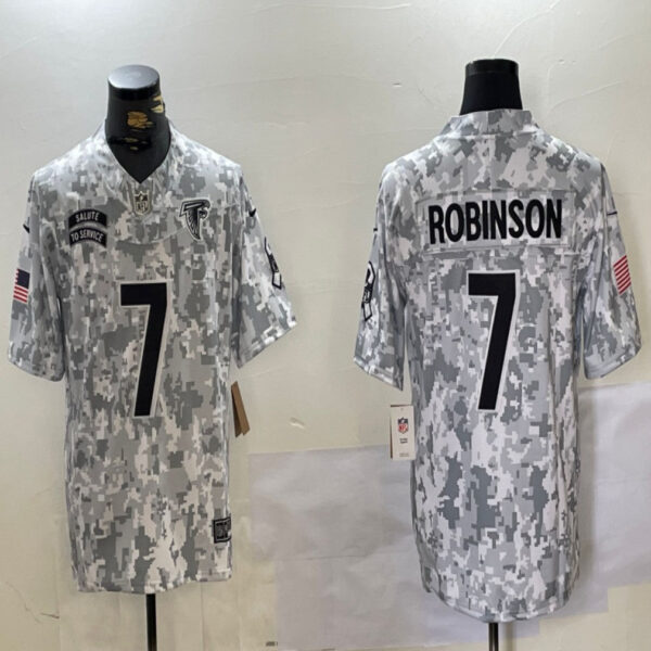 Atlanta Falcons #7 Bijan Robinson 2024 FUSE Arctic Camo Salute To Service Limited Football Stitched Jersey