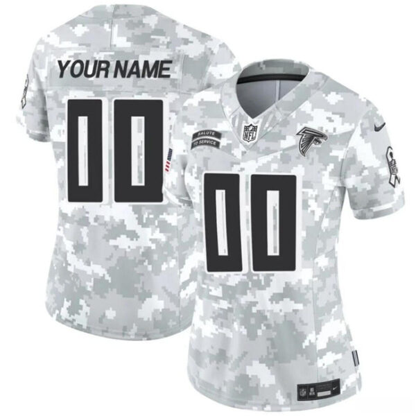 Women Atlanta Falcons Active Player Custom 2024 FUSE Arctic Camo Salute To Service Limited Football Stitched Jersey