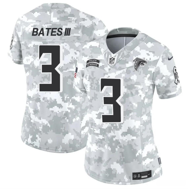 Women Atlanta Falcons #3 Jessie Bates III 2024 FUSE Arctic Camo Salute To Service Limited Football Stitched Jersey