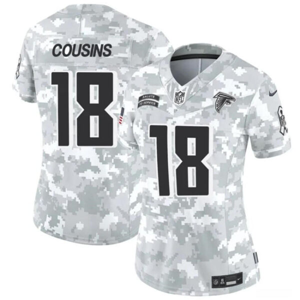 Women Atlanta Falcons #18 Kirk Cousins 2024 FUSE Arctic Camo Salute To Service Limited Football Stitched Jersey