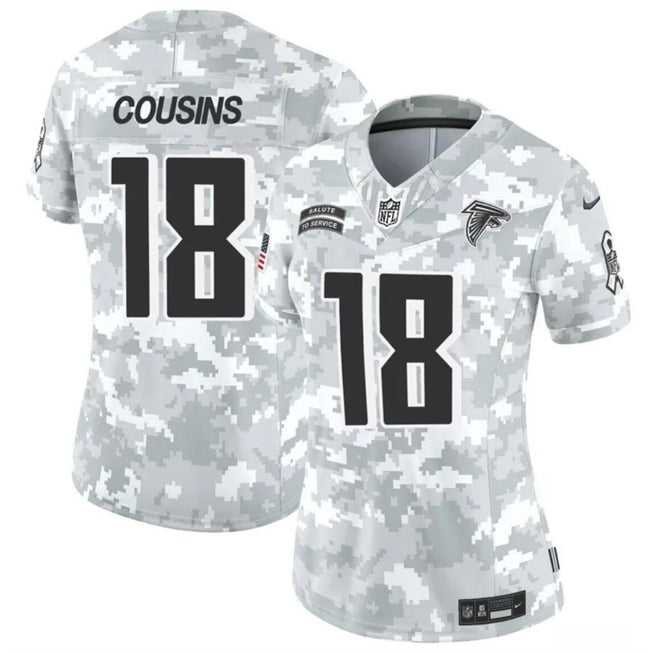 Women Atlanta Falcons #18 Kirk Cousins 2024 FUSE Arctic Camo Salute To Service Limited Football Stitched Jersey