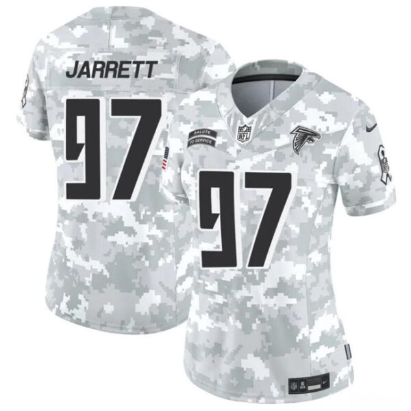 Women Atlanta Falcons #97 Grady Jarrett 2024 FUSE Arctic Camo Salute To Service Limited Football Stitched Jersey