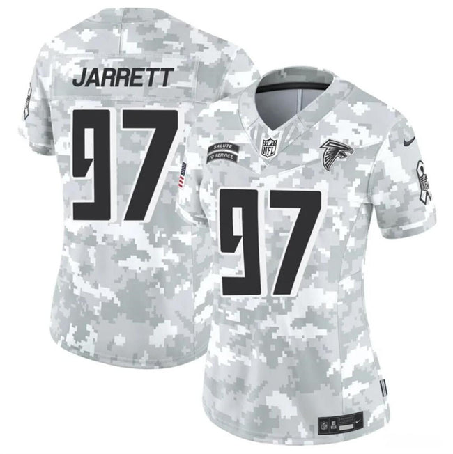 Women Atlanta Falcons #97 Grady Jarrett 2024 FUSE Arctic Camo Salute To Service Limited Football Stitched Jersey