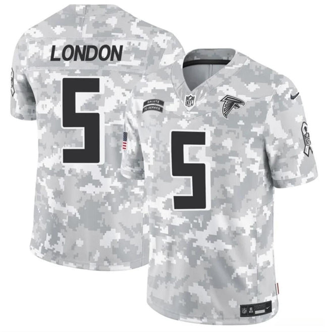 Atlanta Falcons #5 Drake London 2024 FUSE Arctic Camo Salute To Service Limited Football Stitched Jersey