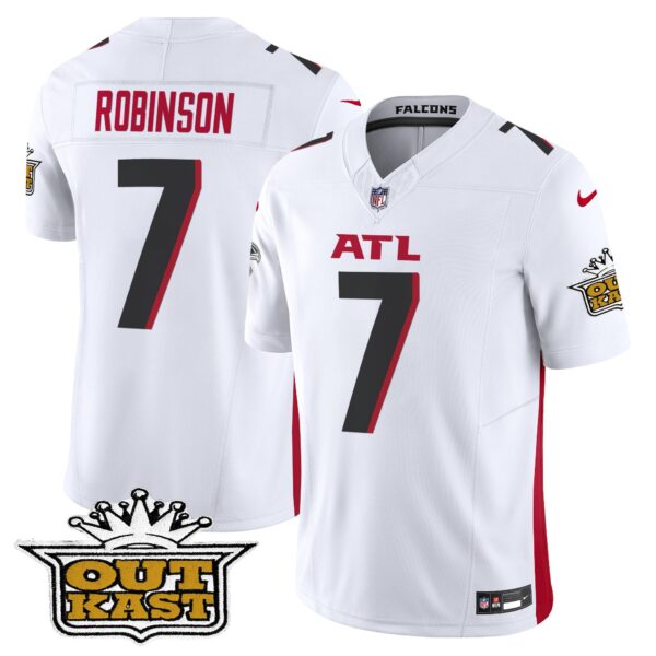 Outkast x Atlanta Falcons 2024 Vapor Limited Jersey – All Stitched – White – Bijan Robinson Jersey