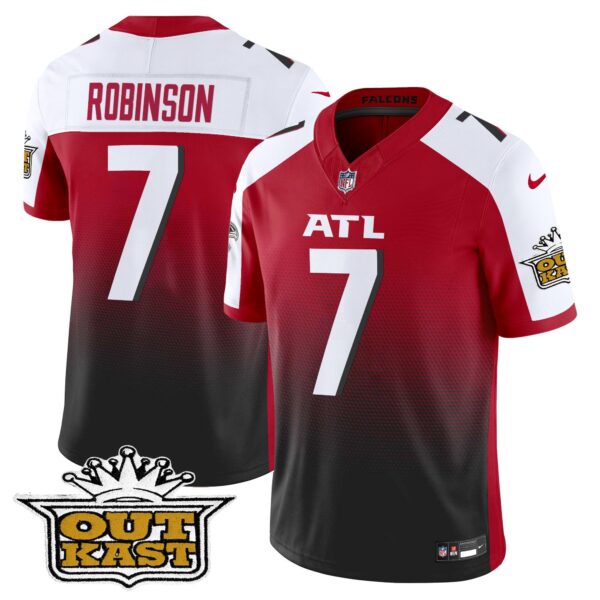 Outkast x Atlanta Falcons 2024 Vapor Limited Jersey – All Stitched – Red Alternate – Bijan Robinson Jersey