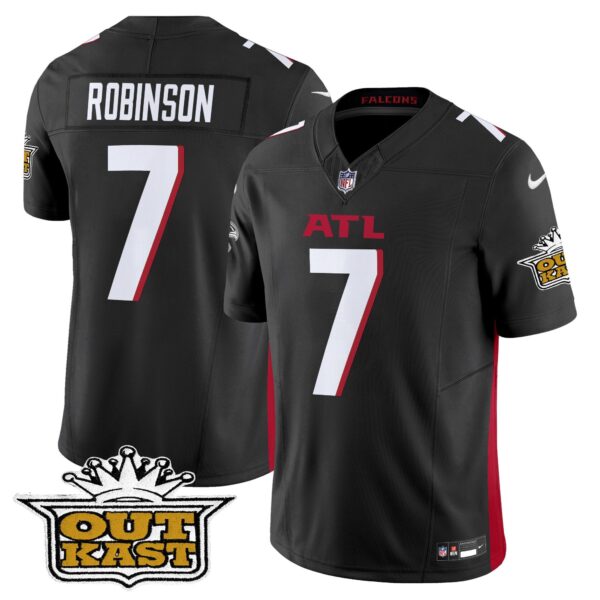 Outkast x Atlanta Falcons 2024 Vapor Limited Jersey – All Stitched – Black – Bijan Robinson Jersey