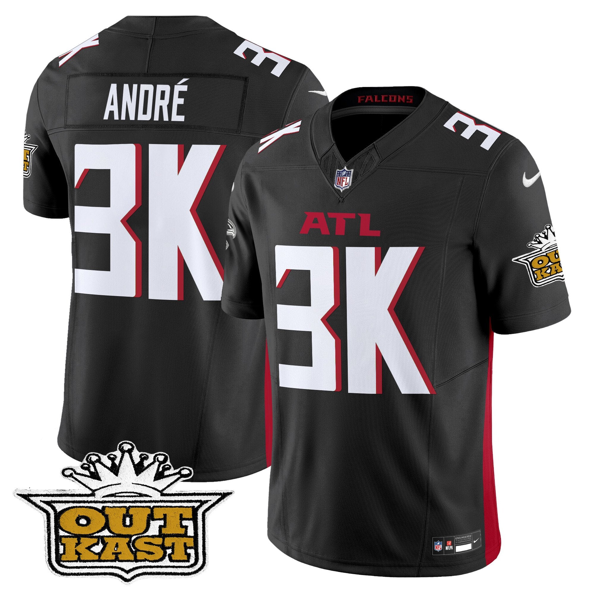Outkast x Atlanta Falcons 2024 Vapor Limited Jersey – All Stitched – Black – Andre Jersey