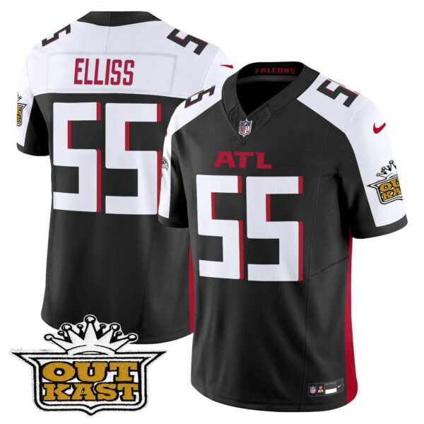 Outkast x Atlanta Falcons 2024 Vapor Limited Jersey – All Stitched – Black Alternate – Kaden Elliss Jersey