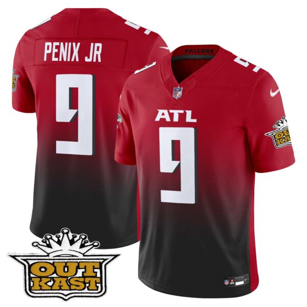 Outkast x Atlanta Falcons 2024 Vapor Limited Jersey – All Stitched – Red – Michael Penix Jr. Jersey