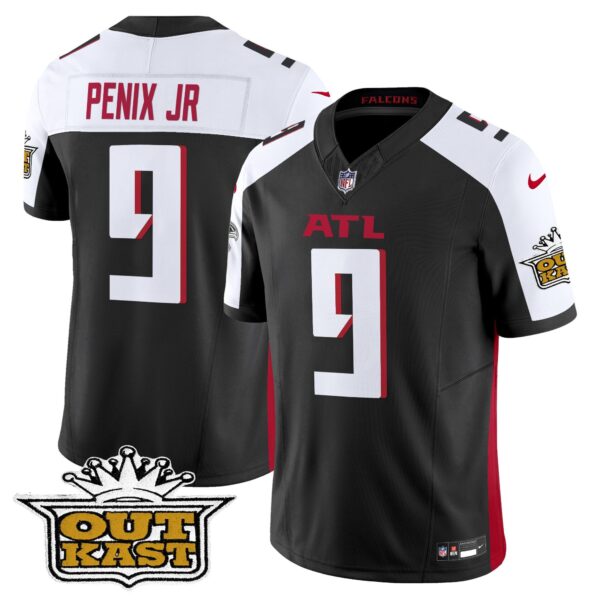 Outkast x Atlanta Falcons 2024 Vapor Limited Jersey – All Stitched – Black Alternate – Michael Penix Jr. Jersey