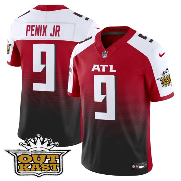 Outkast x Atlanta Falcons 2024 Vapor Limited Jersey – All Stitched – Red Alternate – Michael Penix Jr. Jersey