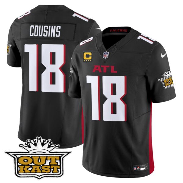 Outkast x Atlanta Falcons 2024 Vapor Limited Jersey – All Stitched – Black – Kirk Cousins Jersey