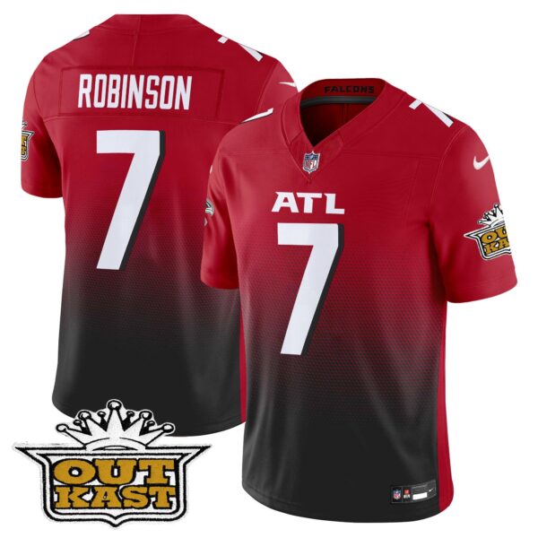 Outkast x Atlanta Falcons 2024 Vapor Limited Jersey – All Stitched – Red – Bijan Robinson Jersey