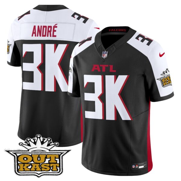 Outkast x Atlanta Falcons 2024 Vapor Limited Jersey – All Stitched – Black Alternate – Andre Jersey