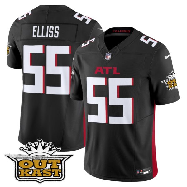 Outkast x Atlanta Falcons 2024 Vapor Limited Jersey – All Stitched – Black – Kaden Elliss Jersey