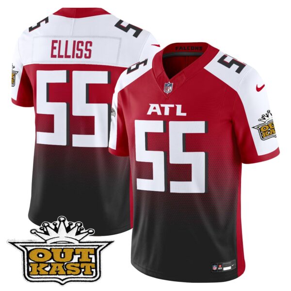 Outkast x Atlanta Falcons 2024 Vapor Limited Jersey – All Stitched – Red Alternate – Kaden Elliss Jersey