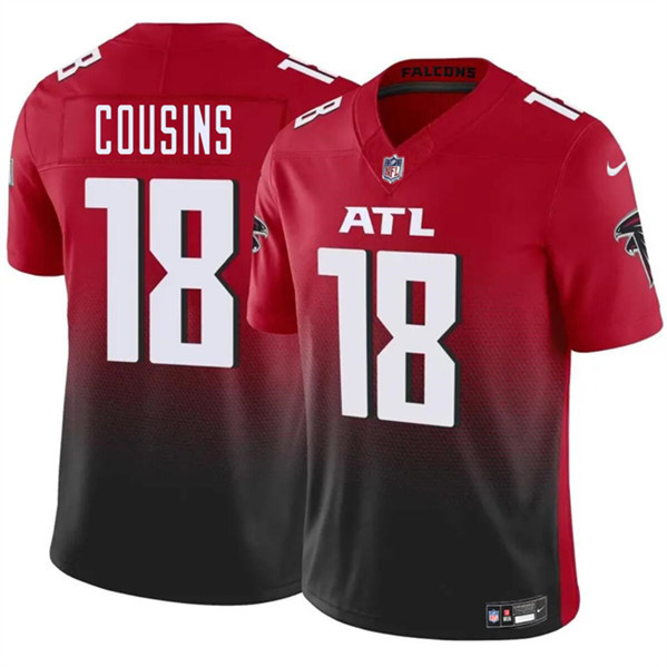 Men’s Atlanta Falcons #18 Kirk Cousins Red Black 2023 F.U.S.E. Vapor Untouchable Limited Football Stitched Jersey