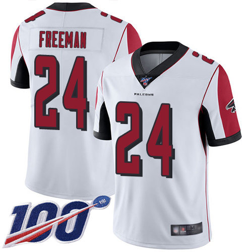 Nike Falcons #24 Devonta Freeman White Men’s Stitched NFL 100th Season Vapor Limited Jersey