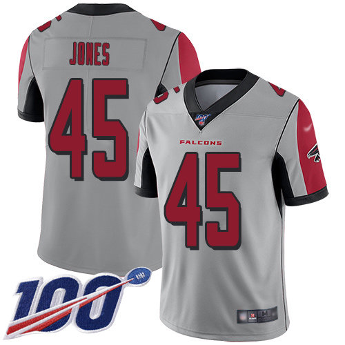Nike Falcons #45 Deion Jones Silver Men’s Stitched NFL Limited Inverted Legend 100th Season Jersey