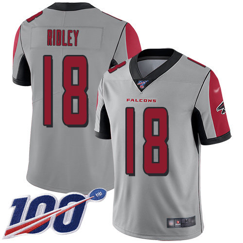 Nike Falcons #18 Calvin Ridley Silver Men’s Stitched NFL Limited Inverted Legend 100th Season Jersey