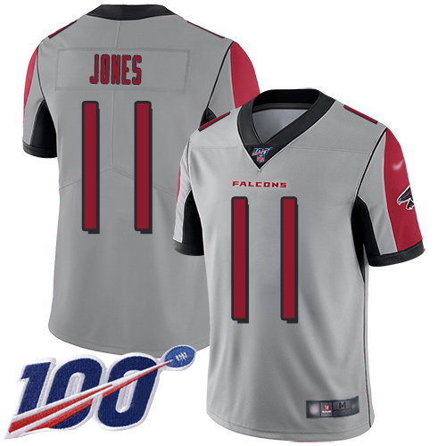 Nike Falcons #11 Julio Jones Silver Men’s Stitched NFL Limited Inverted Legend 100th Season Jersey