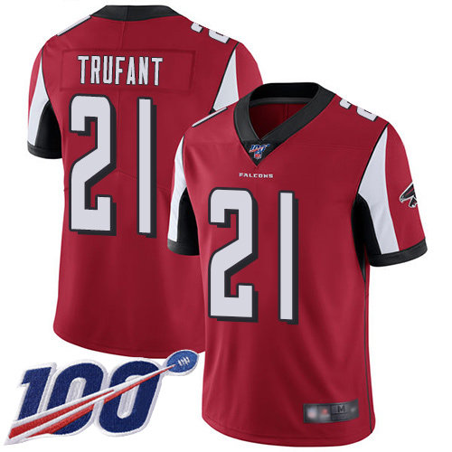 Nike Falcons #21 Desmond Trufant Red Team Color Men’s Stitched NFL 100th Season Vapor Limited Jersey