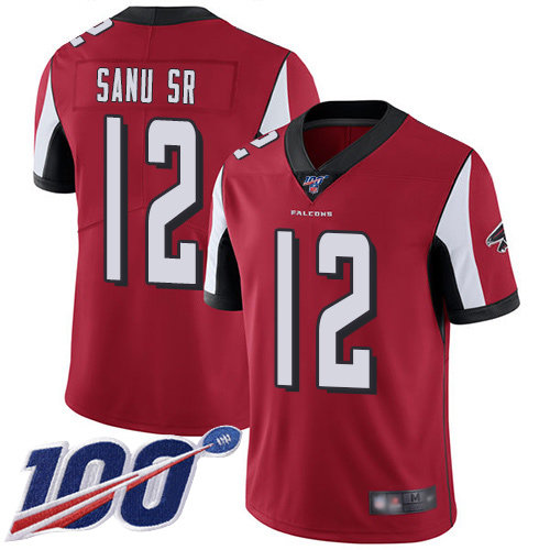 Nike Falcons #12 Mohamed Sanu Sr Red Team Color Men’s Stitched NFL 100th Season Vapor Limited Jersey
