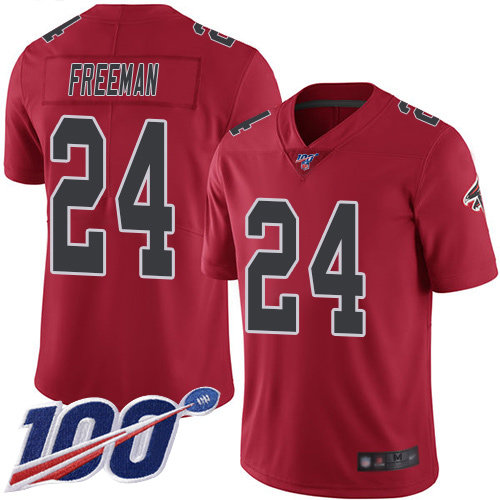 Nike Falcons #24 Devonta Freeman Red Men’s Stitched NFL Limited Rush 100th Season Jersey