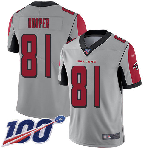 Nike Falcons #81 Austin Hooper Silver Men’s Stitched NFL Limited Inverted Legend 100th Season Jersey