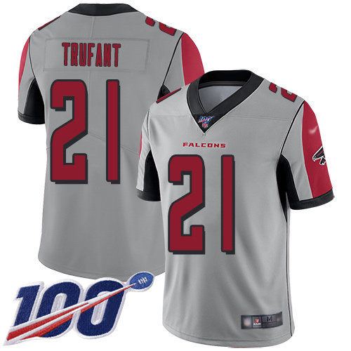 Nike Falcons #21 Desmond Trufant Silver Men’s Stitched NFL Limited Inverted Legend 100th Season Jersey