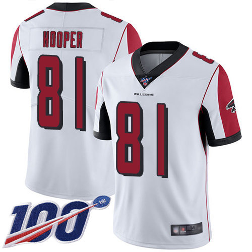 Nike Falcons #81 Austin Hooper White Men’s Stitched NFL 100th Season Vapor Limited Jersey