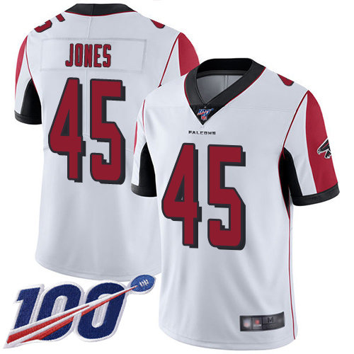 Nike Falcons #45 Deion Jones White Men’s Stitched NFL 100th Season Vapor Limited Jersey