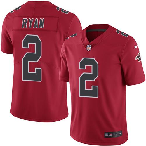 Nike Falcons #2 Matt Ryan Red Men’s Stitched NFL Limited Rush Jersey