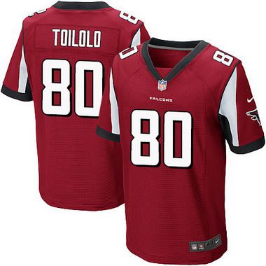 Men’s Atlanta Falcons #80 Levine Toilolo Red Team Color NFL Nike Elite Jersey