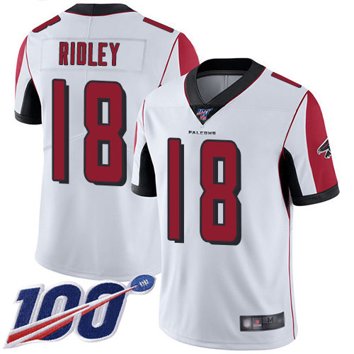 Falcons #18 Calvin Ridley White Men’s Stitched Football 100th Season Vapor Limited Jersey