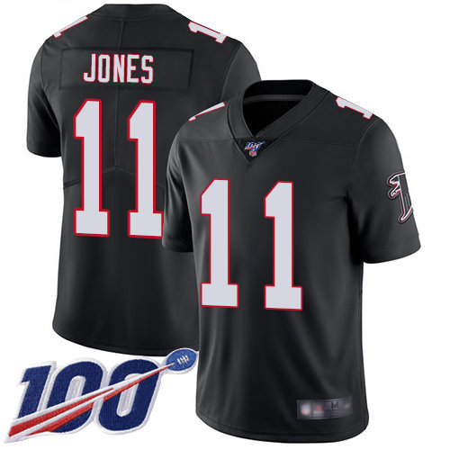 Falcons #11 Julio Jones Black Alternate Men’s Stitched Football 100th Season Vapor Limited Jersey