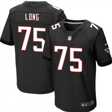 Men’s Atlanta Falcons #75 Jake Long Black Alternate NFL Nike Elite Jersey