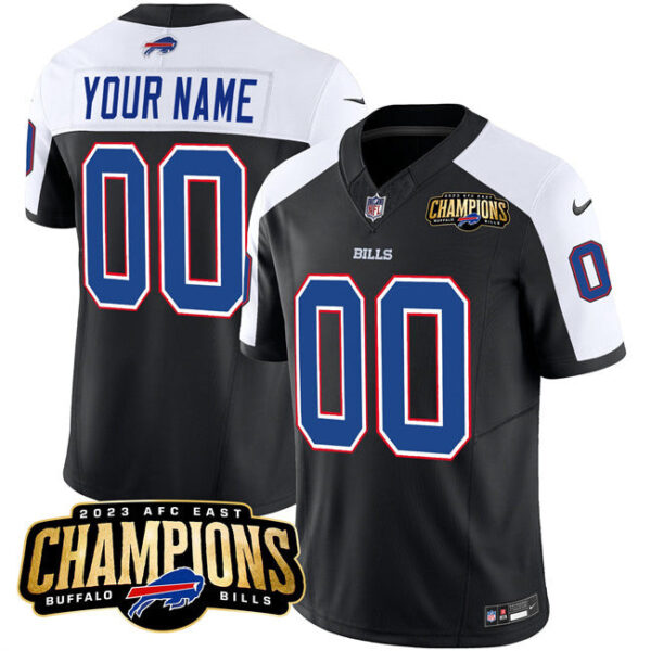 Buffalo Bills Active Player Custom Black White 2023 FUSE AFC East Champions Jersey