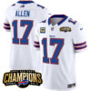 Buffalo Bills #17 Josh Allen White 2023 FUSE AFC East Champions With 4-Star C Ptach Jersey