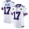 Buffalo Bills #17 Josh Allen White 2023 FUSE With 4-Star C Ptach And John Madden Patch Jersey