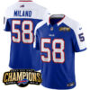 Buffalo Bills #58 Matt Milano Blue White 2023 FUSE AFC East Champions Ptach S Jersey