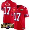 Buffalo Bills #17 Josh Allen Red 2023 FUSE AFC East Champions With 4-Star C Ptach Jersey