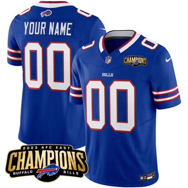Buffalo Bills Active Player Custom Blue 2023 FUSE AFC East Champions Ptach Stitched Jersey