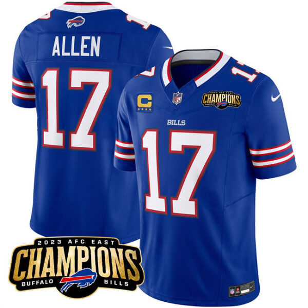 Buffalo Bills #17 Josh Allen Blue 2023 FUSE AFC East Champions With 4-Star C Ptach Jersey