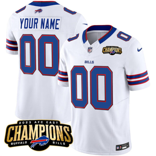 Buffalo Bills Active Player Custom White 2023 FUSE AFC East Champions Ptach Stitched Jersey