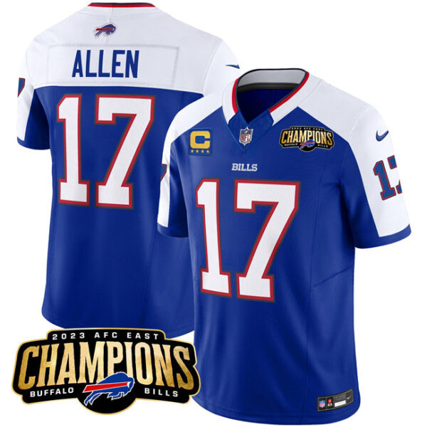 Buffalo Bills #17 Josh Allen Blue White 2023 FUSE AFC East Champions With 4-Star C Jersey