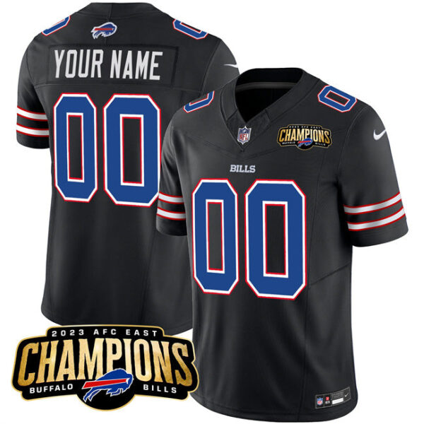 Buffalo Bills Active Player Custom Black 2023 FUSE AFC East Champions Ptach Stitched Jersey