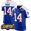 Buffalo Bills #14 Stefon Diggs Blue White 2023 FUSE AFC East Champions With 3-Star Jersey